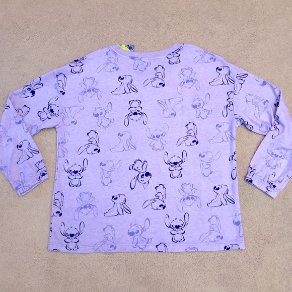 Disney Stitch Long Sleeve Lounge Top Sleepwear NEW Women Medium Oversized Purple - Picture 3 of 13